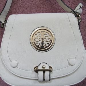 Faux Leather Saddle Bag Cream White